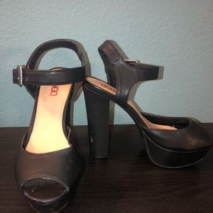 Black Open Toe Bongo Heels